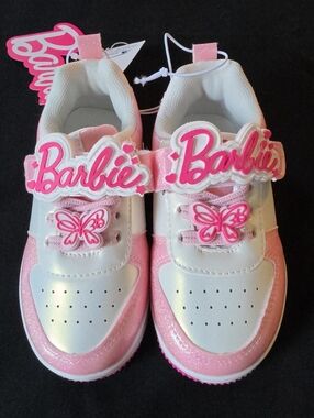 Barbie Pink and White Butterfly Velcro Sneakers